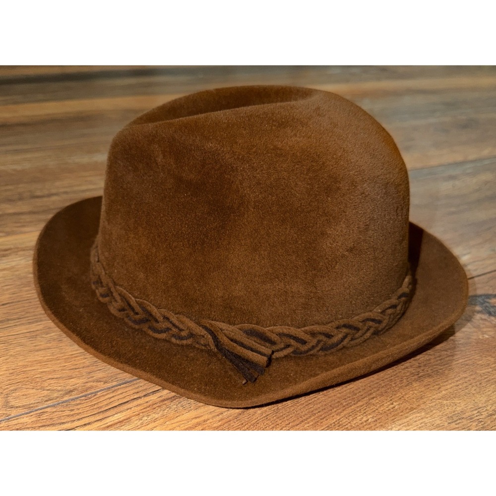 Vtg‎ Dobbs Fifth Avenue New York Fedora Hat Felt Brown 7 1/8 Mens